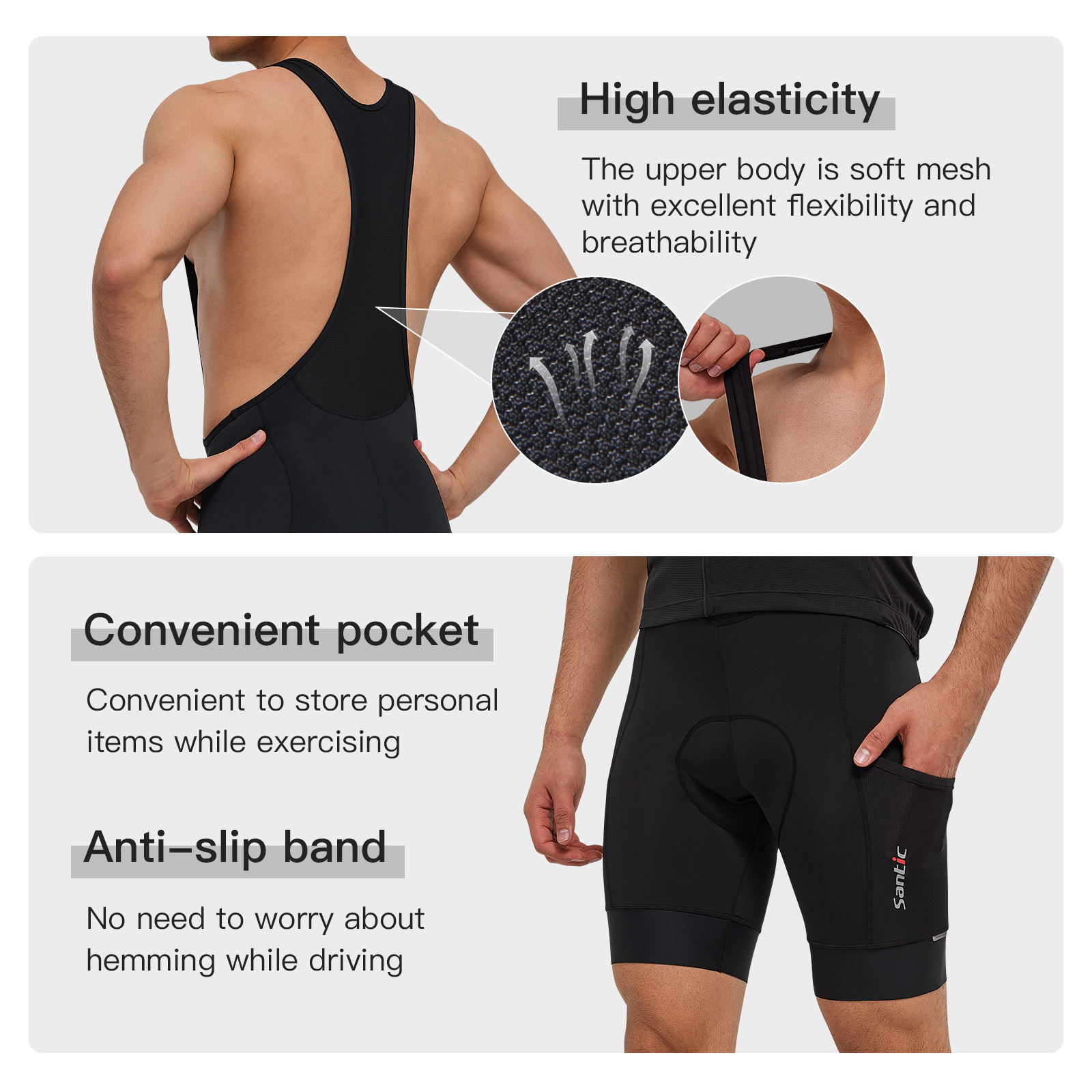 Santic-pantalones cortos con p - Race Bib reseña y precio
